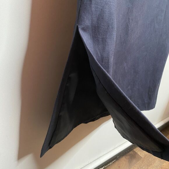 Jessica Howard Linen Blend Blue Midi Dress Lined Zip Closure Slit Sides Size 12 - Picture 4 of 13